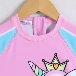 Mark & Mia Half Raglan Sleeves Legged Swimsuit With Unicorn Print - Pink image 3