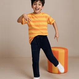 Tales & Stories Lycra Knit Solid Jeans - Navy Blue image 4