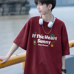 StyleCast x Revolte Men Typography Printed Round Neck Cotton Oversized T-shirt image 3