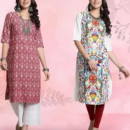 Ethnic basket Women Pack Of 2 Multicoloured Crepe Kurtas-picture-41