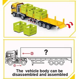 Magicwand 1:24 Scale Die-Cast Crates Trailer Truck with Openable Doors Working Lights Pack of 1 image 4