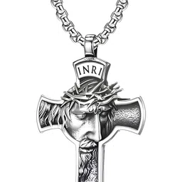 THE MEN GIFT Rhodium-Plated Geometric Pendants with Chains-picture-21