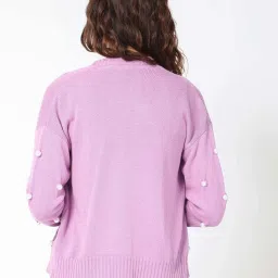 RAREISM Purple Viscose Embellished Long Sleeves Sweater image 2