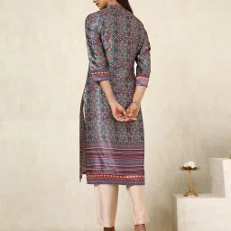 Soch Teal Blue Regular Fit Printed Kurtas image 2