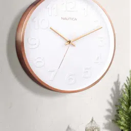 NAUTICA White & Rosegold Metal Premium Modern Wall Clock With Quartz Silent Sweep Technology-image-8