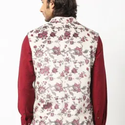 Rare Rabbit Beige Tailored Fit Floral Bandhgala image 2