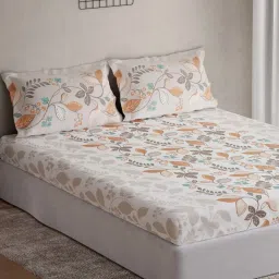 Ddecor Live beautiful Omega Brown 144 TC Cotton Queen Bedsheet with 2 Pillow Covers image 2