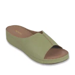 Mochi Women's Green Slide Wedges image 2