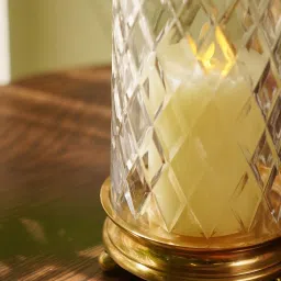 Pure Home and Living Gold Cylindrical Glass Candle Holder image 2