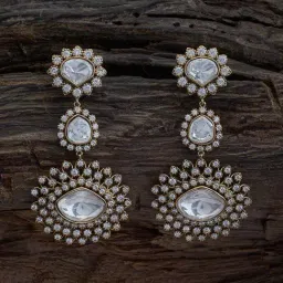 Kushal's Fashion Jewellery White Golden Earrings for Women-picture-22