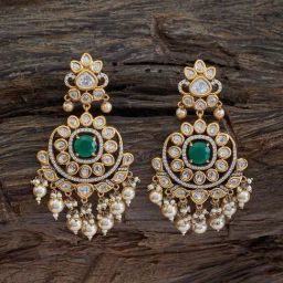 Kushal's Fashion Jewellery Green Golden Earrings for Women-picture-11