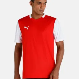 Puma CR Team Red & White Colour-Block T-Shirt-picture-14