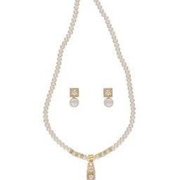 Sri Jagdamba Pearls Golden Necklace & Earrings Set-picture-49