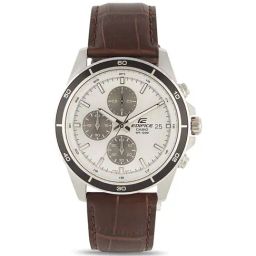 Casio EDifice EFR-526L-7AVUDF Silver Analog Dial Brown Leather Band Men's Watch EX097-picture-27