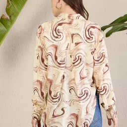Magre Beige Printed Oversized Shirt image 2