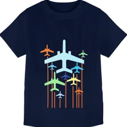 Zip Zap Zoop Boys Navy Blue & Sky Blue Regular Fit Printed T-Shirt - Pack of 2 image 2