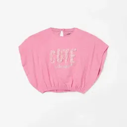 Juniors by Lifestyle Pink Cotton Embroidered T-Shirt-picture-17