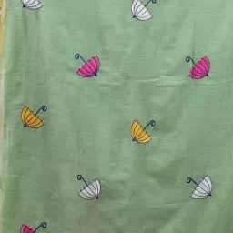 CHARUKRITI Light Green Cotton Embroidered Saree image 4