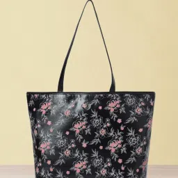 Caprese SNOW Black Floral Large Tote Handbag image 2