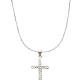 Taraash 925 Sterling Silver Combo Holy Cross Catholic Pendant With Chain For Unisex image 2
