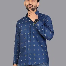 ISUEL FAB Men Printed Slim Fit Cotton Casual Shirt image 5