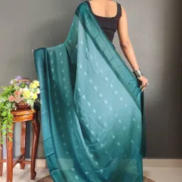 Satrani Blue Woven Saree With Unstitched Blouse image 2