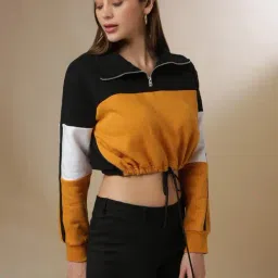 Campus Sutra Mustard Regular Fit Sweatshirt image 4