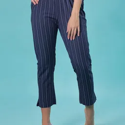 V-Mart Women Striped Slim Fit Trousers-picture-42