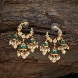 Kushal's Fashion Jewellery Green Golden Earrings for Women-picture-30