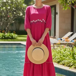 Tzelynn Floral Embroidered A-Line Midi Dress-picture-28