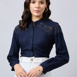 Style Quotient Navy Regular Fit Formal Shirt-picture-19