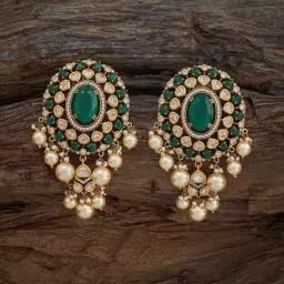 Kushal's Fashion Jewellery Green Golden Earrings for Women-image-66