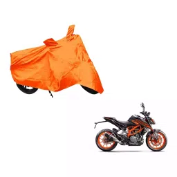 Auto Pearl Polyester Two Wheeler Cover for KTM 250 Duke Orange(Taffta Orange)-picture-25