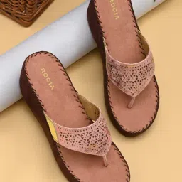 Rocia by Regal Women's Rose Gold Thong Wedges-picture-23