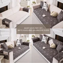 HOMETHREADS Grey Embroidered Sofa Cover image 2