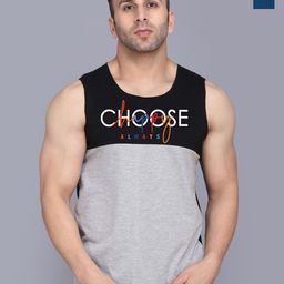 SLOWLORIS Pack Of 2 Printed Combed Cotton Gym Vest VSL26 CMB(CHS BLACKGREY)(CHS PEACOCK)-picture-15