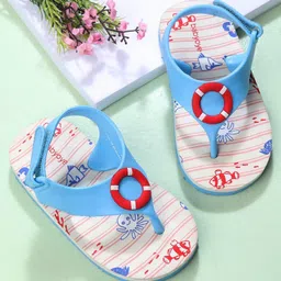 Babyoye Striped Flip Flop With Velcro Closure- Blue-picture-21