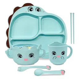 FunBlast Cartoon Design Bamboo Fibre Dinnerware Set for Kids  Blue-picture-10