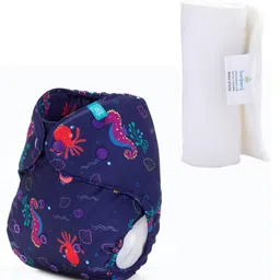 Bumberry Adjustable Reusable Cloth Diaper Cover With Insert Seahorse Print - Blue-picture-26