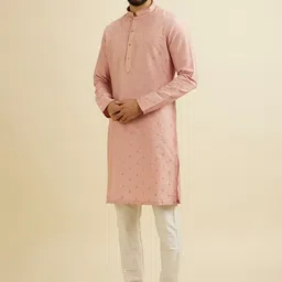 Manyavar Ethnic Motifs Embroidered Thread Work Kurta with Pyjama image 3