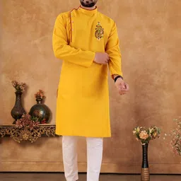 Saif chikan handicraft Men Ethnic Motifs Embroidered Cotton Kurta with Pyjamas-picture-22