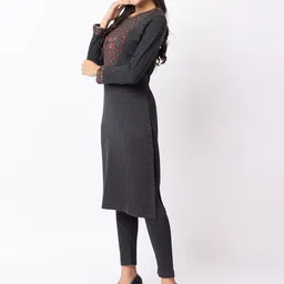 KEIKO Ethnic Motifs Woven Design Acrylic Straight Kurta image 4