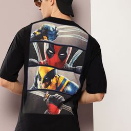 Kook N Keech Marvel Men Deadpool Printed Drop-Shoulder Sleeves Oversized T-shirt-picture-27