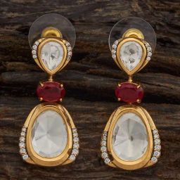 Kushal's Fashion Jewellery Red Golden Earrings for Women-picture-26