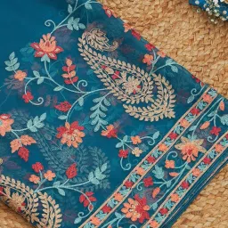 Soch Blue Net Embroidered Dupatta image 2