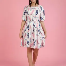 Lil Tomatoes Kids White & Pink Printed Dress-image-18