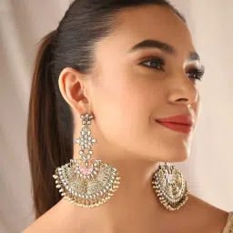 Priyaasi Pink Kundan Floral Earrings image 2