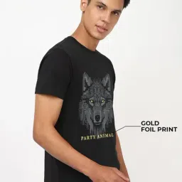 Bewakoof Black Cotton Regular Fit Graphic T-Shirt-picture-28