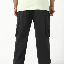 Bewakoof Black Blended Relaxed Fit Solid Cargo Joggers image 2