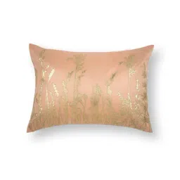 Home4U Flora Orange & Gold Silk Cushion Cover - Set of 1-picture-14